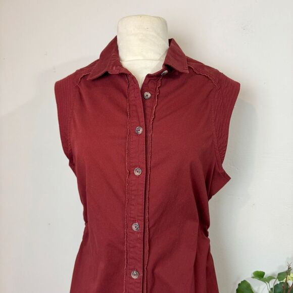 Pilcro Collared Shirt Dress in Crimson | 10 | Anthropologie | New NWT - Picture 5 of 16